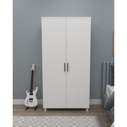 Decorlayn Simetri Çok Amaçlı Dolap 2 Kapaklı 6 Raflı Erzak Banyo Kiler Mutfak Dolabı Yüklük Beyaz Suntalam