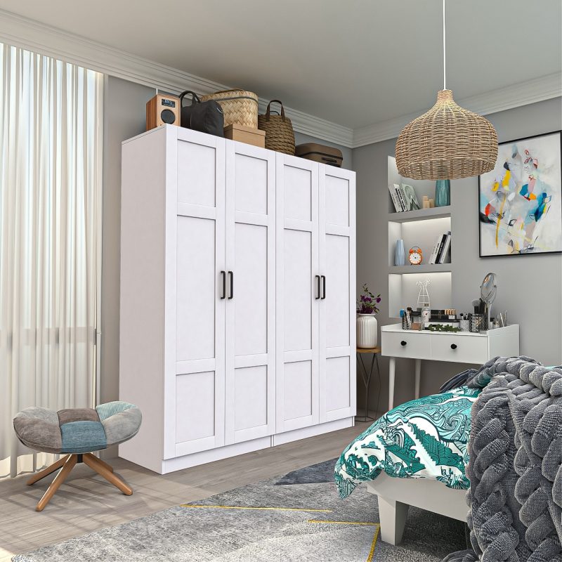 Dekorex MNT-415-BEYAZ -Dört Kapaklı Gardırop