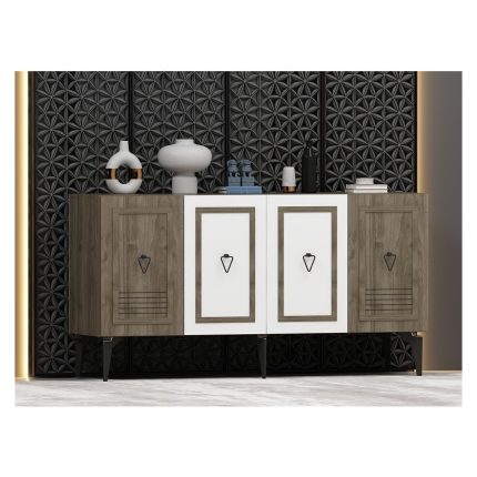 Demonte Home Mobilya Asyadh Konsol 4 Kapaklı Ceviz-Beyaz