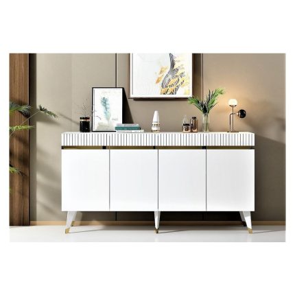 Demonte Home Mobilya Defnedh Konsol Beyaz Altın