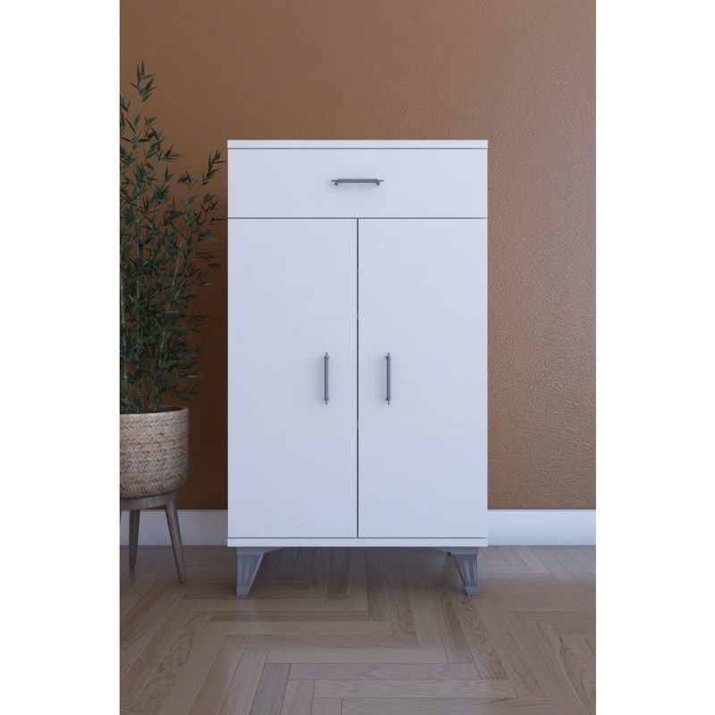Dienni LIJ1000102AACYCA  2 Kapaklı, Çekmeceli, Çok Amaçlı Dolap, Mutfak Dolabı, Beyaz, 101 x 60 x 30  cm