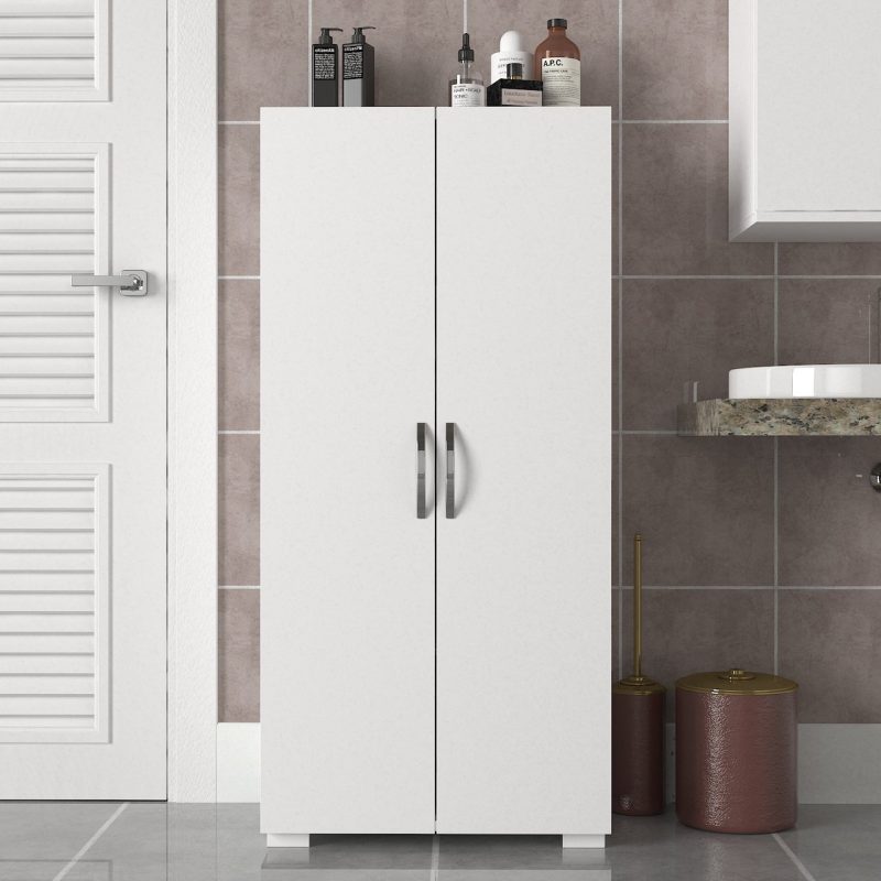 Dorpek Devika 2 Kapaklı Çok Amaçlı 4 Raflı Banyo Mutfak Dolabı Beyaz
