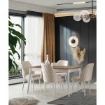 Erezoğulları Mobilya Çakıl Mdf Yemek Masa Sandalye Takımı 90X145CM