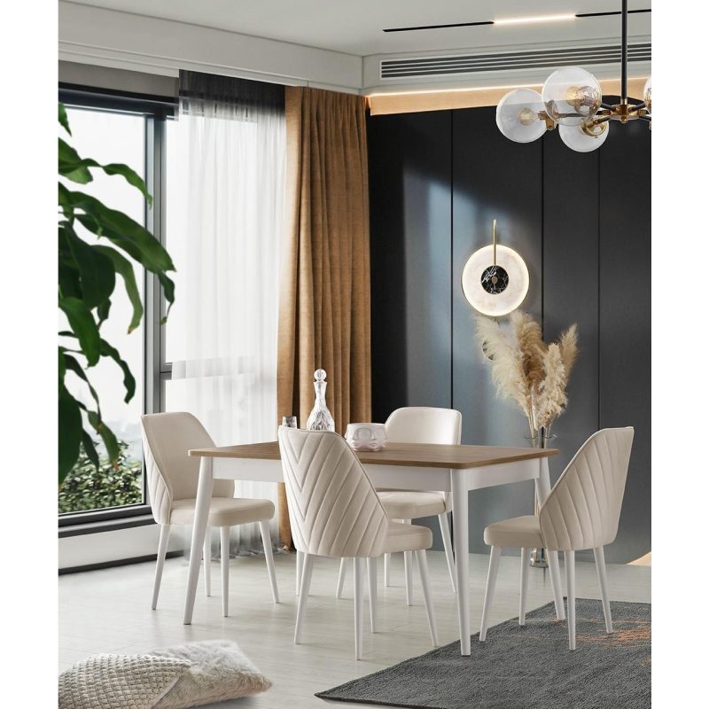 Erezoğulları Mobilya Çakıl Mdf Yemek Masa Sandalye Takımı 90X145CM