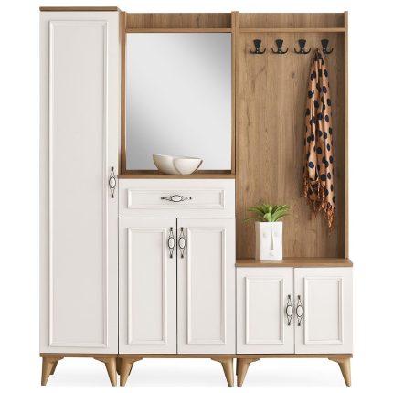 Erezoğulları Mobilya Irmak Portmanto Çift Askılık Ayakkabılık Aynalı 160X37X195