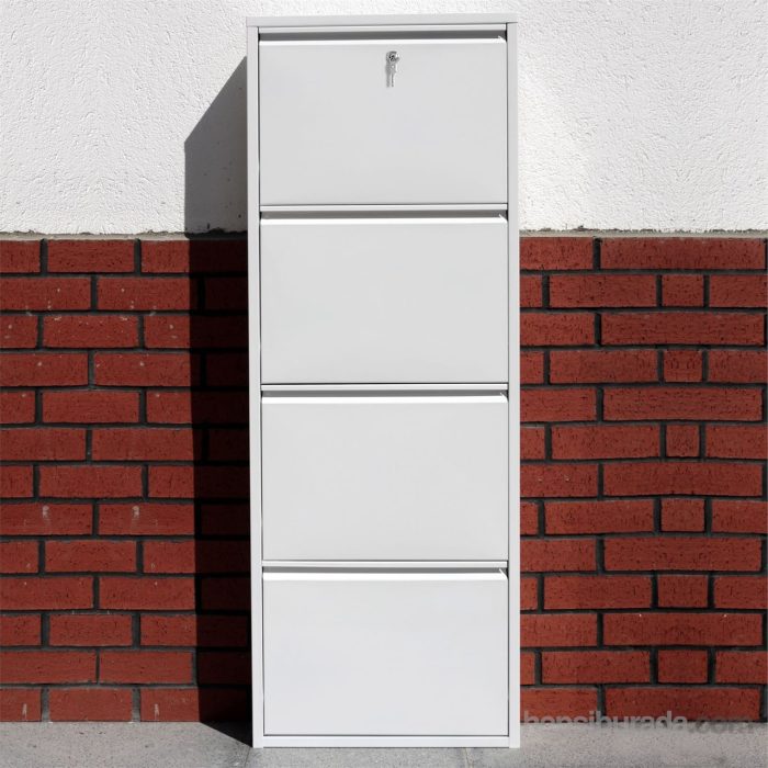 Gadahome Kilitli Beyaz 4’lü Metal Ayakkabılık
