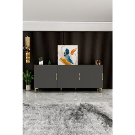 Givayo Mobilya Naironi Konsol 180 cm Antrasit Altın