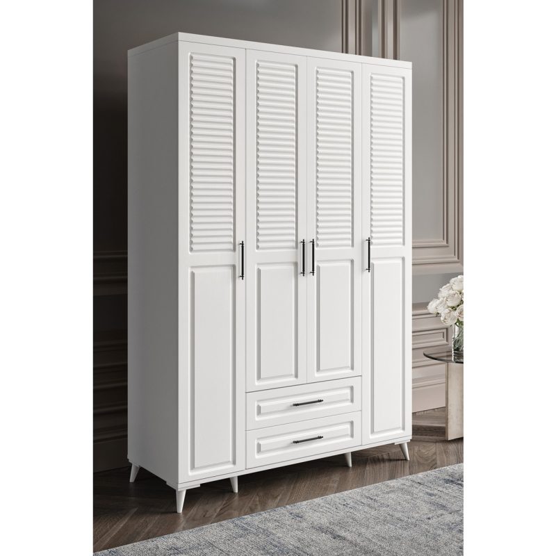 GuneyStore Mdf Sanat 4 Kapaklı Çekmeceli Gardırop