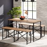 Güzelkan Madeni Eşya Masa Takımı Bench Bank Masa Seti 120X60  Masa Mutfak Masası Yemek Masası 1224