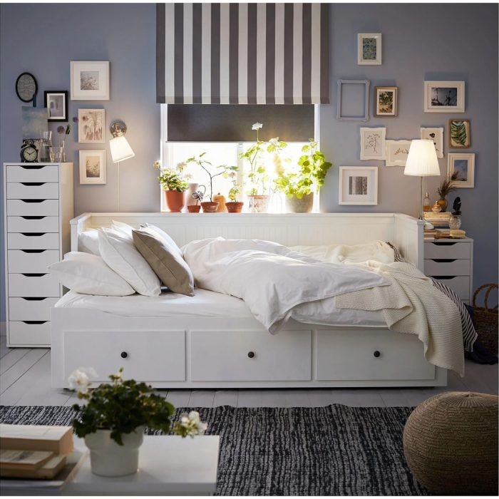 IKEA Hemnes 80X200 cm Açılabilir Divan ve Saklama Alanı, Beyaz, Divan, Bazalı, Çekyat Akdenizshop