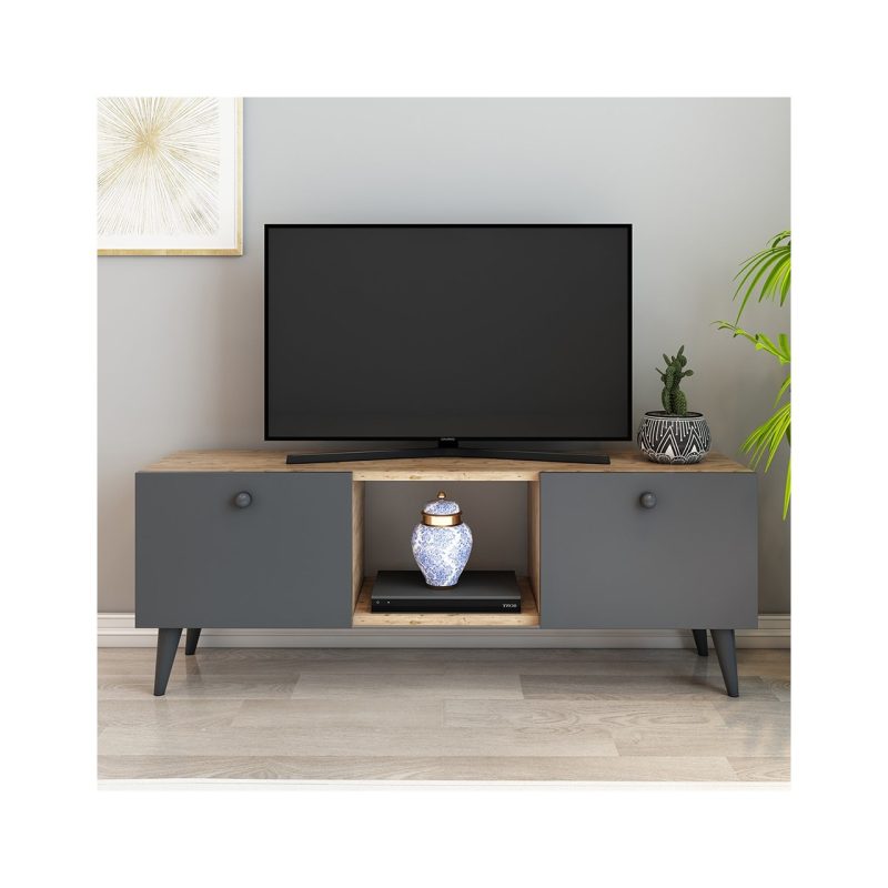İzco Design Lotus Tv Ünitesi 120 cm 2 Kapaklı Tv Sehpası Çam Renk