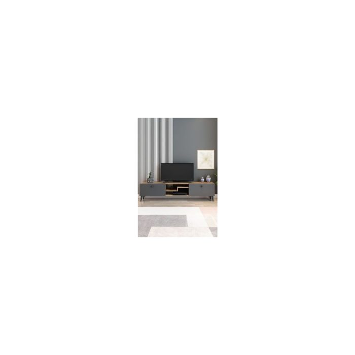 İzco Design Model Z Tv Ünitesi 150 cm Dekoratif Raflı Iki Kapaklı Tv Sehpası Çam Renk