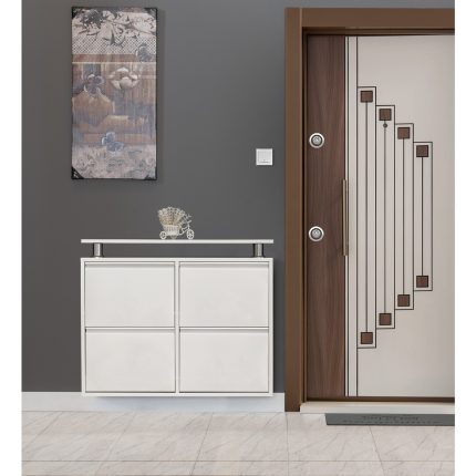 Kaser Beyaz 2+2 Metal Ayakkabılık
