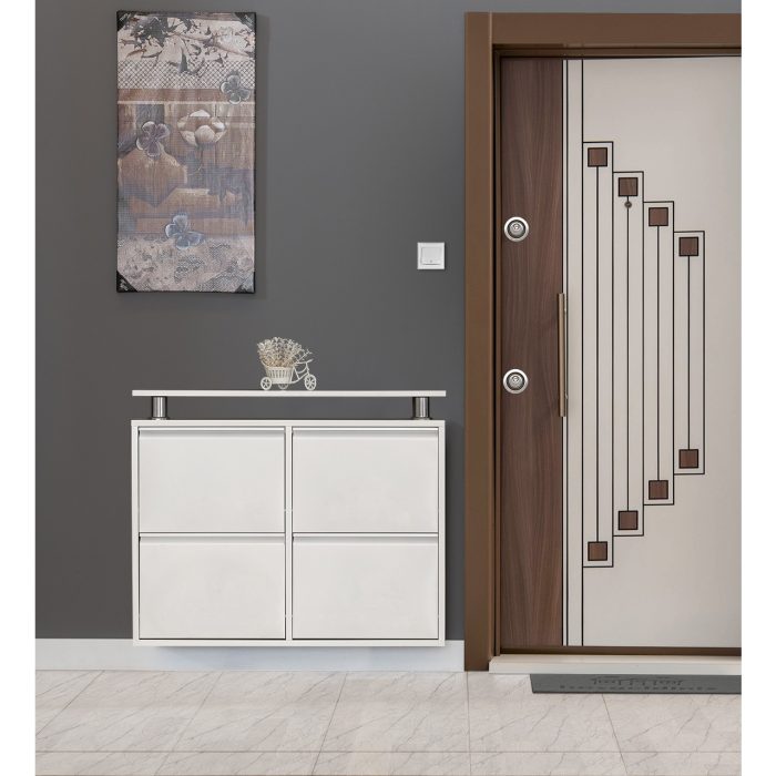 Kaser Beyaz 2+2 Metal Ayakkabılık