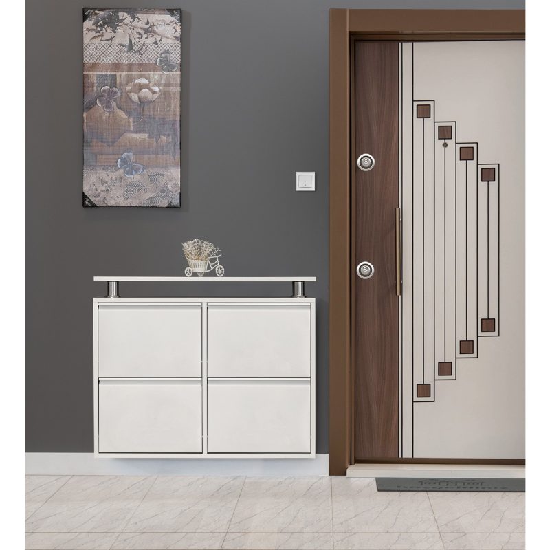 Kaser Beyaz 2+2 Metal Ayakkabılık