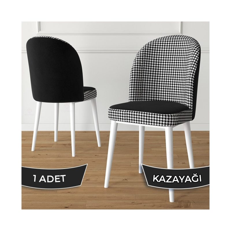 Kaze Serisi 1 Adet Kazayağı Desen Mutfak Sandalyesi Metal Iskeletli 1. Sınıf Babyface Kumaş