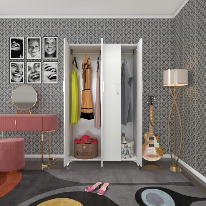 Kenzlife gardırop 4 kapaklı kapılı defne 168*100*42 byz ayaklı gardolap dolap