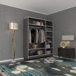 Kenzlife giysi dolabı dursun 180*150*40 gri gardırop tekerlekli