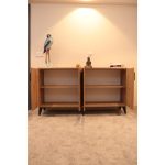 Klt Modüler Konsol Tv Ünite Atlantik Çam Gövde Siyah Dekoratif Çizgiler Salon Konsol 160 cm