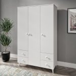 Kzn Home Nova 3 Kapaklı 4 Çekmeceli Beyaz Gardırop – Tamamı 1.  Mdf