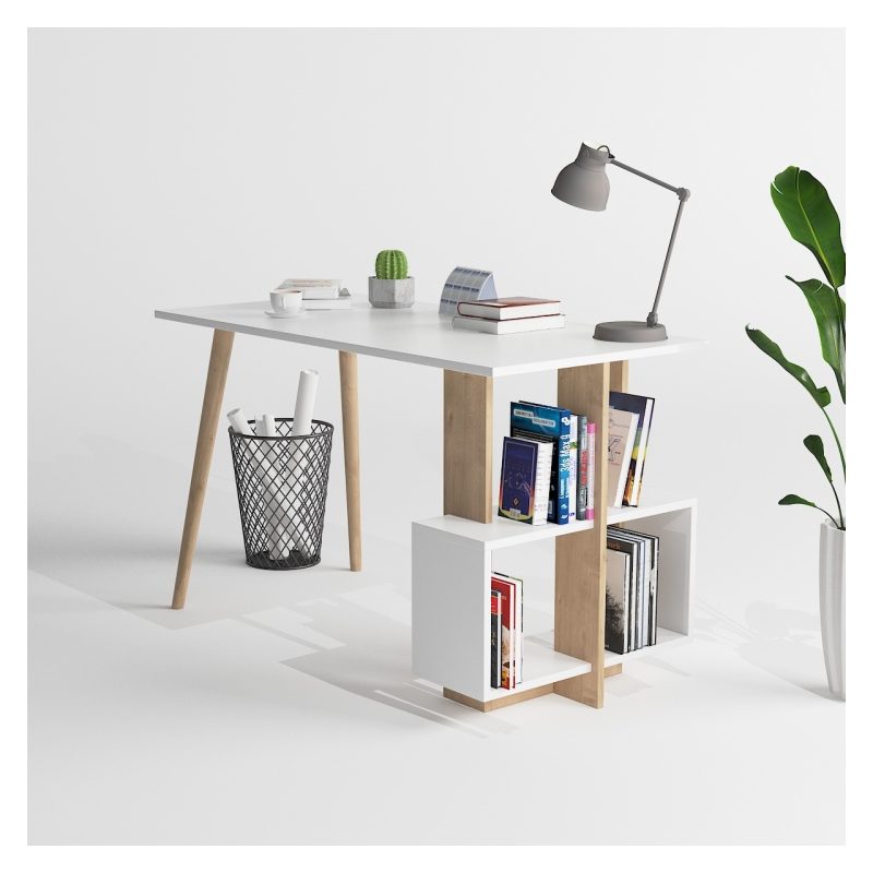 Lagomood Side Çalışma Masası Beyaz  Meşe