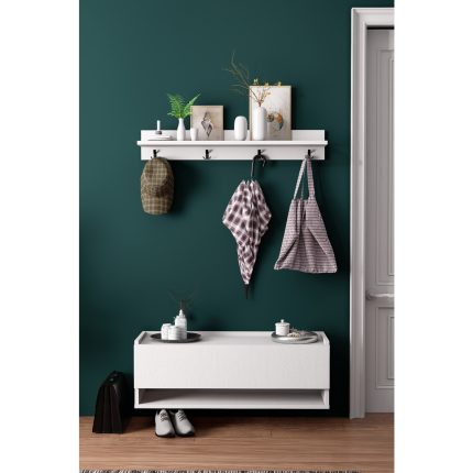 Lifedeco Portmanto 90 cm 2 Li Set Beyaz LD-5000-M3R17FB90