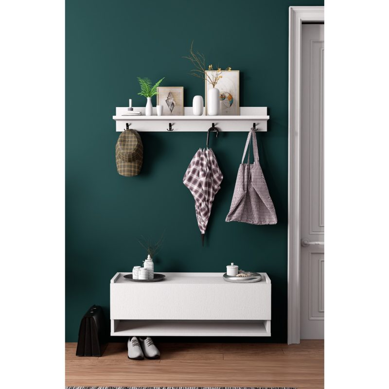 Lifedeco Portmanto 90 cm 2 Li Set Beyaz LD-5000-M3R17FB90