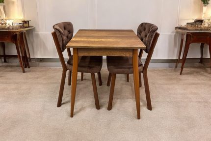 MENDEL MASA VE RİVONE SANDALYE TAKIMI, BAROK CEVİZ, 70X70