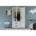 Metalia Gm 177 Modena 3 Kapı 2 Çekmeceli Aynalı Siyah Kulplu  Gardırop