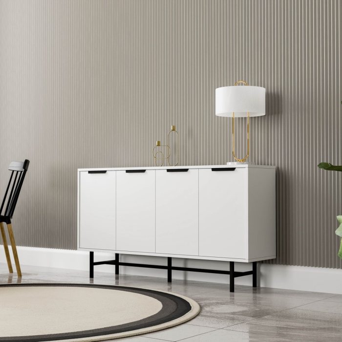 Mezza Blanco 145 cm (Metal Ayaklı) Modern Konsol