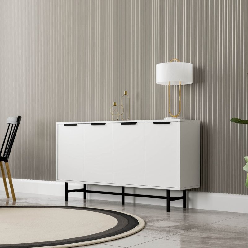 Mezza Blanco 145 cm (Metal Ayaklı) Modern Konsol