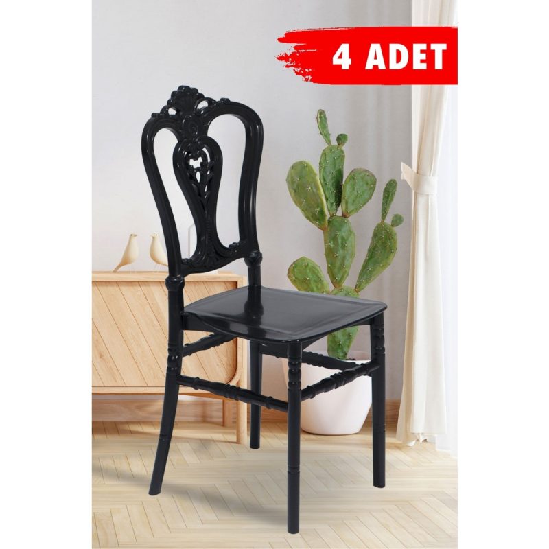 Mobetto 4 Adet Carisma Siyah Sandalye / Balkon-Bahçe-Mutfak