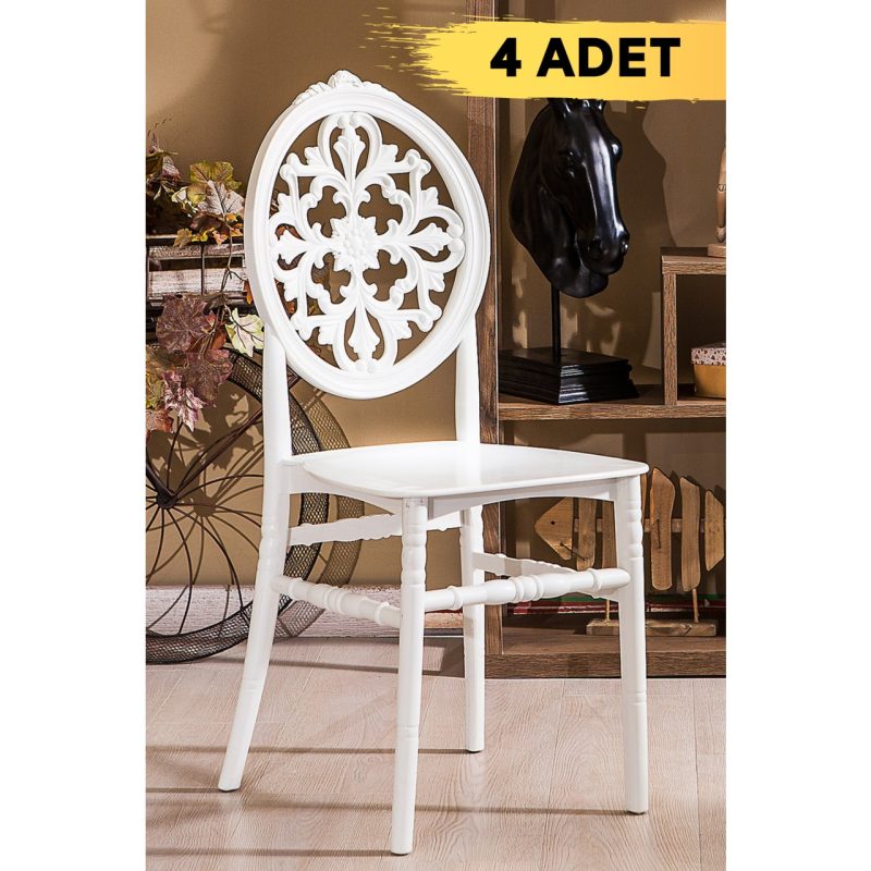 Mobetto 4 Adet Venüs Beyaz Sandalye