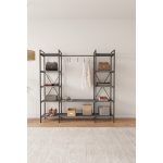 Mobitopya Nilamu Elbise Dolabı / Metal Aksamlı /  Gri / Açık Dolap / Organizer / Askılık