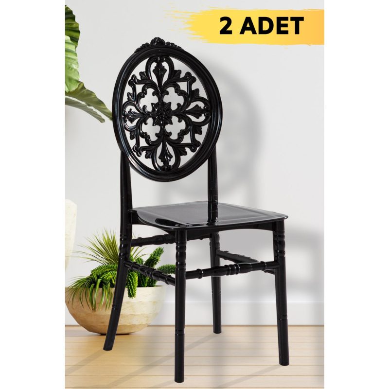 ModaLife 2 Adet Venüs Siyah Pratik Sandalye / Balkon-Bahçe-Mutfak