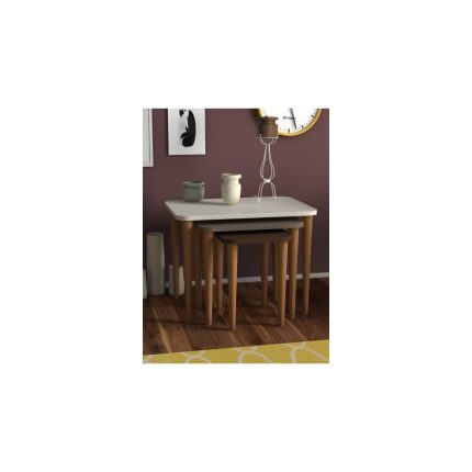 Monte Sehpa Letto Zigon Sehpa Beyaz Cappuccino Kahverengi