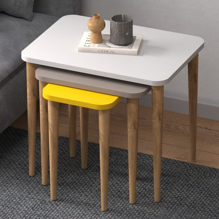 Monte Sehpa Letto Zigon Sehpa beyaz cappuccino sarı