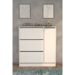 Moonlife Milano 3 Kapaklı Kayar Raflı Dolaplı Ayakkabılık (Beyaz)