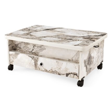 Mutlu Alışveriş Merkezi Akıllı Sehpa Kademeli Sihirli Sehpa Fonksiyonel Orta Sehpa Açılabilr Sehpa Tekerlekli Masa106  60  x  90 Efes Mermer