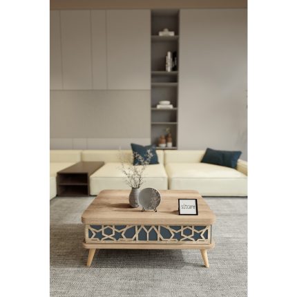 Ottowa Akıllı Masa , Akıllı Sehpa Alaska Mavi Beyaz Renk, 3 Kademeli Sehpa