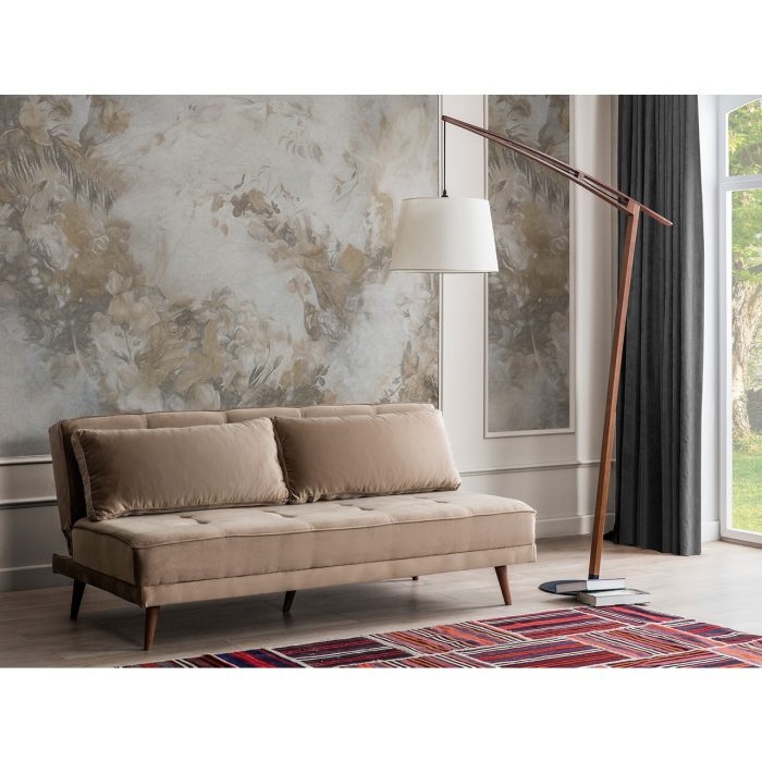 Perla Sofa Retro Yataklı Kolsuz Kanepe Vizon
