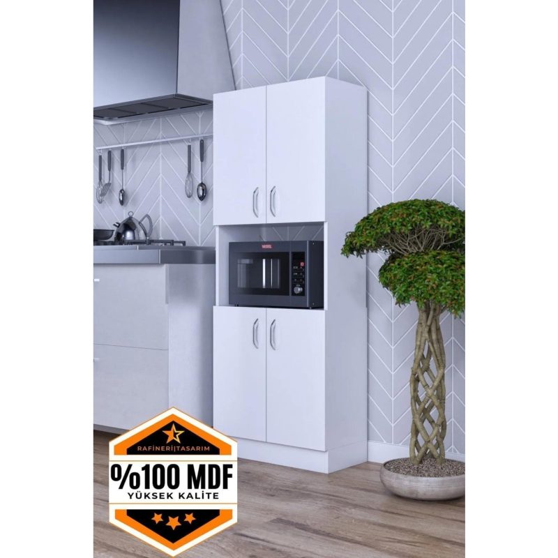 Rafineri Tasarım Rafineri Roma Çok Amaçlı Dolap Kapaklı Bölmeli Mikrodalga Fırın Mutfak Balkon Banyo Mdf