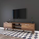 Rani A9 Tv Ünitesi Modern Ayaklı Tv Sehpası 180 cm Minyatür Ceviz