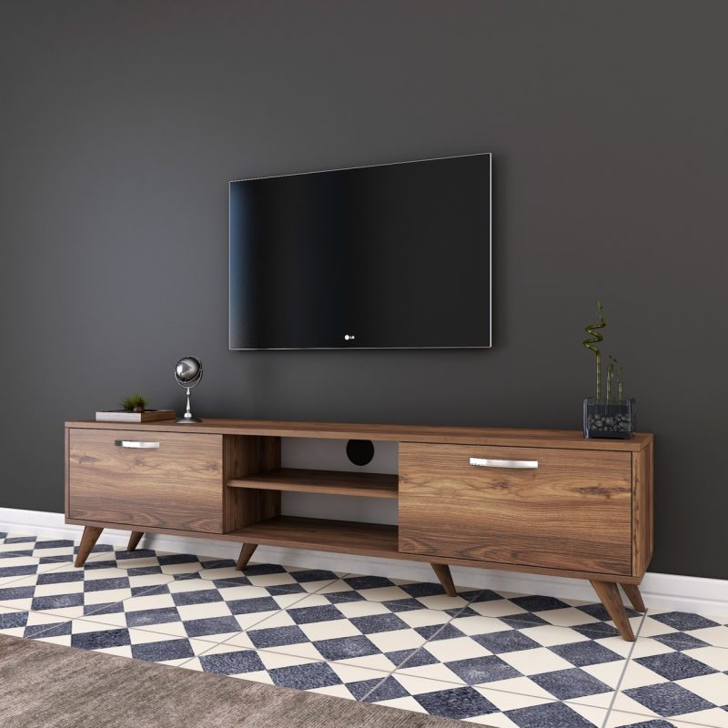Rani A9 Tv Ünitesi Modern Ayaklı Tv Sehpası 180 cm Minyatür Ceviz
