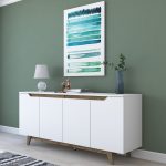 Rani GD102 Modern Ayaklı Konsol Beyaz – Minyatür Ceviz