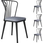 Rani JB104 Metal Sandalye 4’lü Mutfak Yemek Masası Sandalyesi Açık Gri