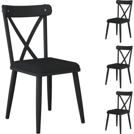 Rani JB108 Metal Sandalye Thonet Sandalye 4’lü Mutfak Yemek Masası Sandalyesi Siyah
