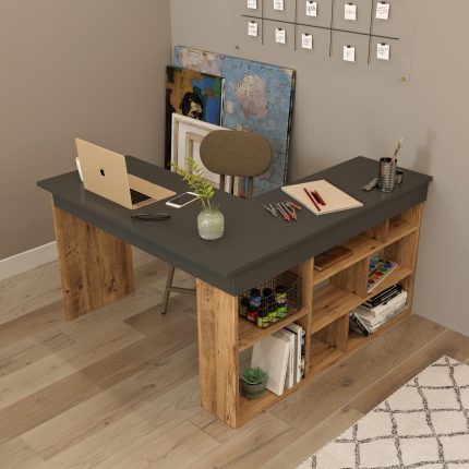 Robin Home Kitaplık Raflı Çalışma Masası Ofis Bilgisayar Masası