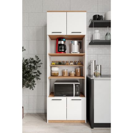 Rosepal Mobilya Aspendos 4 Kapaklı 7 Raflı Beyaz Erzak Dolabı