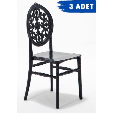 Sandalie 3 Adet Venüs Siyah Pratik Sandalye / Balkon-Bahçe-Mutfak